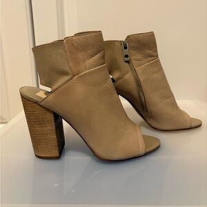 Dolce Vita Beige Peep-Toe Heeled Boots